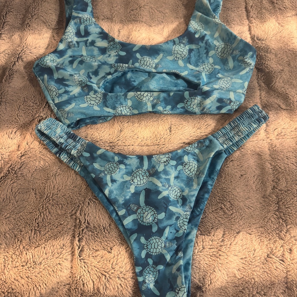 Moana Bikini Sea Turtle Print Bikini Set Reversible